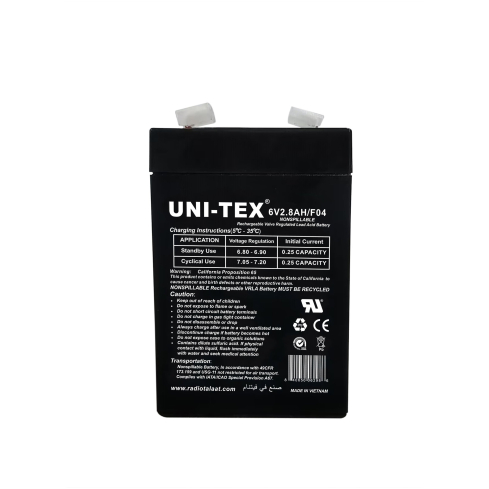UNI-TEX F04 Rechargeable Battery, 6V, 2.8A - Black