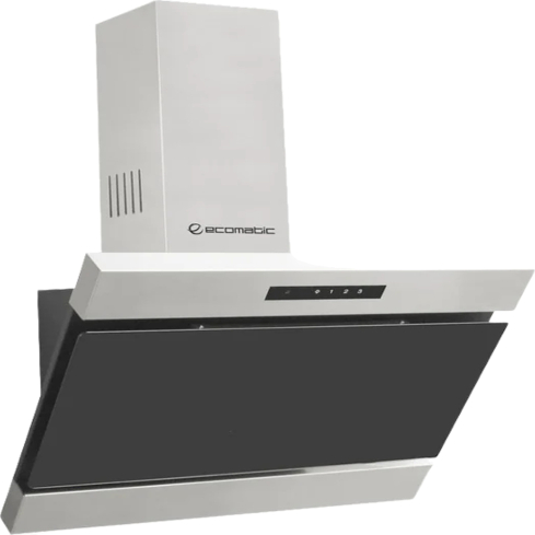Ecomatic Kitchen Hood 60 cm in Black Crystal Glass / Stainless Steel | شفاط مطبخ إيكوماتيك 60 سم باللون زجاج كريستال أسود / ستانلس ستيل