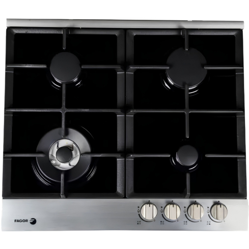 FAGOR Built-in Gas Hob, 60 cm, 4 Burners in Black Glass - 5CFI64GLSTXA | مسطح غاز بلت ان فاجور، 60 سم باللون زجاج أسود - 5CFI64GLSTXA