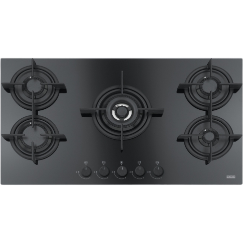 Franke Built-in Gas Hob، 90 cm، 5 Burners in Black Glass - FHCR9054GTCHEBKC | مسطح غاز بلت ان فرانكي، 90 سم باللون زجاج أسود - FHCR9054GTCHEBKC