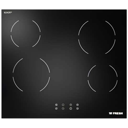Fresh Built-in Ceramic Hob, 60 cm, 4 Zones in Black | مسطح سيراميك بلت ان فريش، 60 سم باللون أسود