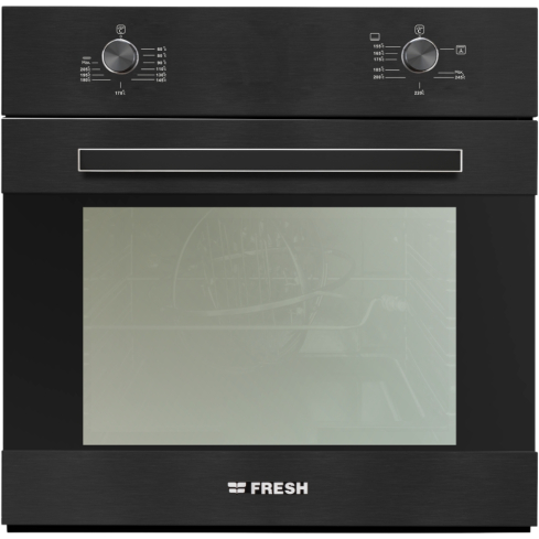 Fresh Built-in Gas Oven, 60 cm, 56 Liter, Gas Grill, With Fan, Black | فريش فرن غاز بلت ان، 60 سم، 56 لتر، شواية غاز، بالمروحة، أسود