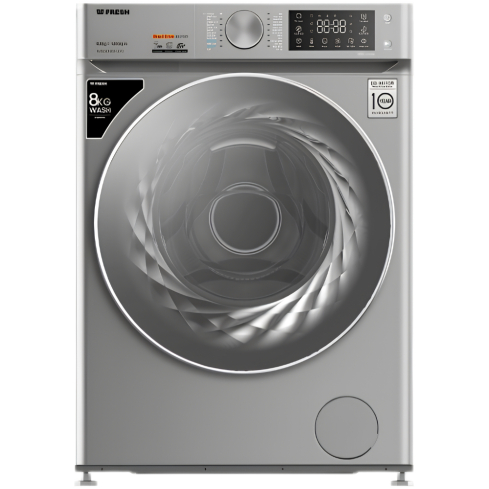 Fresh Front Load Washing Machine 8 kg in Light Silver - FL-DD Inverter-08Kgs-G1-S | غسالة تحميل أمامي فريش 8 كجم باللون فضي فاتح - FL-DD Inverter-08Kgs-G1-S