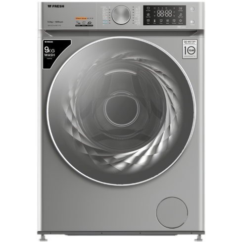 Fresh Front Load Washing Machine 9 kg in Silver - W9DD1455G1 | غسالة تحميل أمامي فريش 9 كجم باللون فضي - W9DD1455G1