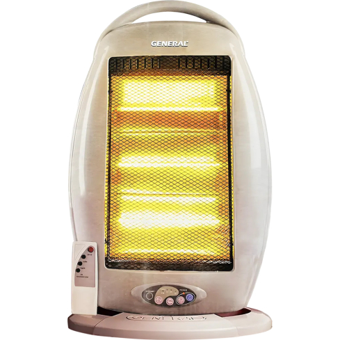 General Quartz Halogen Heater, 1200 W, 3 Quartz Candles in Grey, model GE-H102/3R | دفاية كوارتز هالوجين جنرال، 1200 وات، 3 شمعات كوارتز، اللون: رمادي، موديل GE-H102/3R