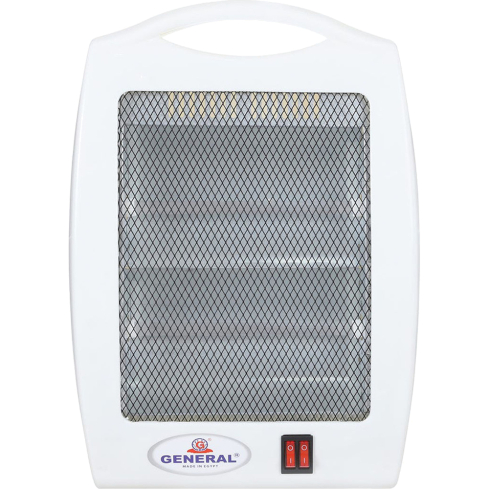 General Quartz Halogen Heater, 800 W, 2 Quartz Candles in White, model GE-H104/2 | دفاية كوارتز هالوجين جنرال، 800 وات، 2 شمعة كوارتز، اللون: أبيض، موديل GE-H104/2