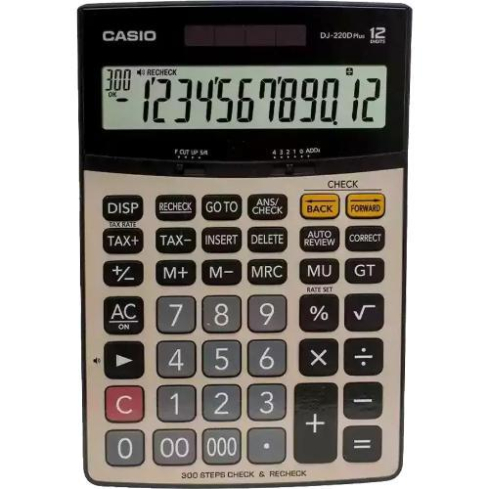 Casio Desktop Calculator, 12 Digits, Black, DJ-220D Plus