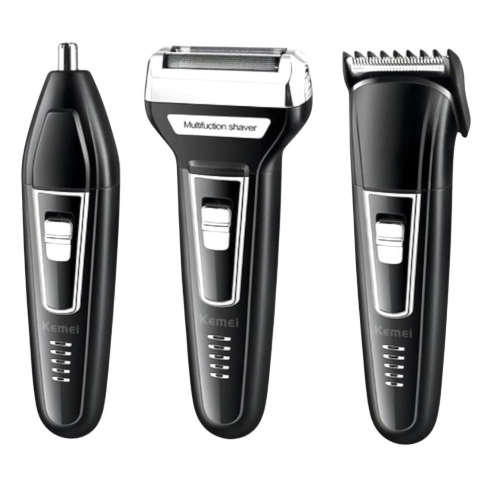 Kemei 3-in-1 Grooming Kit USB Rechargeable in Black - KM-6559 - Radio Talaat | طقم عناية متكامل كيمي 3 في 1 قابل للشحن USB باللون أسود - KM-6559 - راديو طلعت