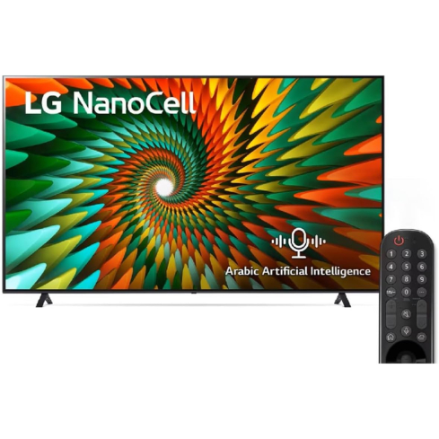 LG NANO77R 50 Inch Smart TV , 4K UHD NanoCell Built-In Receiver, 50NANO776RA in Black | شاشة تلفزيون سمارت إل جي NANO77R ، مقاس 50 بوصة ، NanoCell ، دقة 4K UHD ، بريسيفر داخلي ، موديل 50NANO776RA باللون أسود
