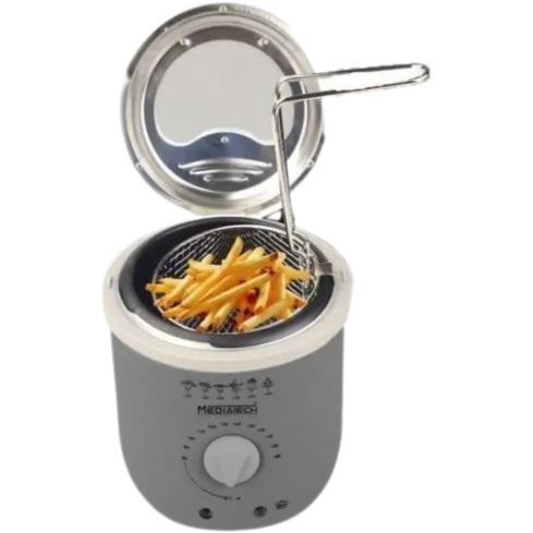 MediaTech Deep Fryer 1 Liter in Grey - MT-D19 | قلاية زيت ميدياتك 1 لتر باللون رمادي - MT-D19