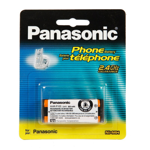 Panasonic HHR-P105 /31 Battery for Cordless Telephone, 2.4V, 830mAh - Black