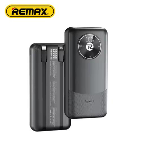 Remax USB-A 22.5 W  With 2 Built In Cable Type-C  20000 mAh, Black - RPP-38