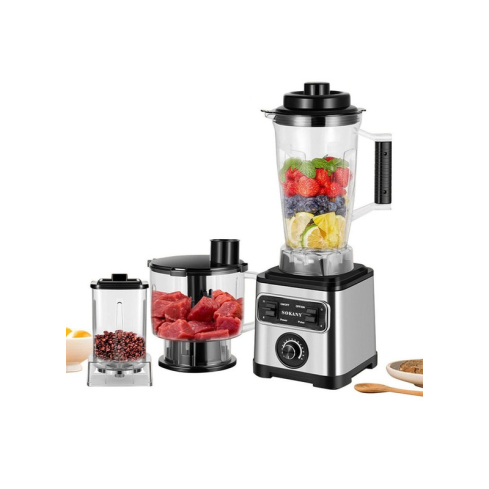 Sokany 3-in-1 Electric Blender Set, 3 Liters, 6600 Watts, SK-3333 - Black