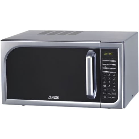 Zanussi Grill Microwave 43 Liter in Silver Stainless Steel | ميكروويف زانوسي بشواية 43 لتر باللون الفضي ستانلس ستيل