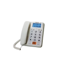 El Adl Tech 921CB Corded Landline Phone, Digital Screen - White