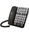 El Adl Tech 921CB Corded Landline Phone, Digital Screen - Black