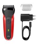 Braun Series 3 Electric Shaver 3 Flexible Blades 30 Minutes Runtime in Black and Red - 300s | ماكينة حلاقة كهربائية براون سيريز 3 3 شفرات مرنة 30 دقيقة تشغيل باللون أسود وأحمر - 300s