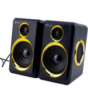 Kisonli T-005 Wired Computer Speaker, 2 Pieces - Black Yellow
