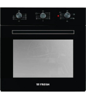 Fresh Built-in Gas Oven, 60 cm, 56 Liter, Electric Grill, With Fan, Black Glass | فريش فرن غاز بلت ان، 60 سم، 56 لتر، شواية كهرباء، بالمروحة، زجاج أسود