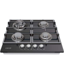 LONG LIFE Built-in Gas Hob, 60 cm, 4 Burners in Black Glass | مسطح غاز بلت ان لونج لايف، 60 سم باللون زجاج أسود