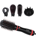 Moehair Advanced 4-in-1 Hot Air Styling Brush 1200 W 4 Interchangeable Heads in Black and Red - MO-7156 | فرشاة تصفيف بالهواء الساخن موهير 4 في 1 1200 وات 4 رؤوس قابلة للتبديل باللون أسود وأحمر - MO-7156