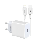Recci Fast Wall Charger 20W in White | شاحن حائط سريع ريتشي 20 وات باللون أبيض