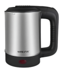 Sokany Electric Kettle 0.6 Liter in Silver | غلاية كهربائية سوكاني 0.6 لتر باللون فضي