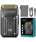 VGR Professional Foil Shaver Titanium Foils 600 mAh LED Display in Black and Gold - V-363