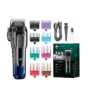 VGR Professional Hair Clipper LED Display 8 Guide Combs in Green and Black - V-013
