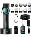 VGR Professional Hair Clipper 9000 RPM 4600 mAh LED Display and Charging Base in Black - V-001 | ماكينة حلاقة شعر في جي آر احترافية 9000 لفة في الدقيقة 4600 مللي أمبير شاشة LED وقاعدة شحن باللون أسود - V-001