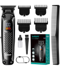 VGR Professional Hair Clipper 180 Min Runtime 4 Guide Combs LED Display in Black - V-972 | ماكينة حلاقة شعر في جي آر احترافية 180 دقيقة تشغيل 4 أمشاط توجيه شاشة LED باللون أسود - V-972
