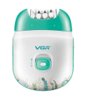 VGR Rechargeable Epilator and Lady Shaver Wet and Dry 60 Min Runtime in White and Green - V-726 | جهاز إزالة شعر وماكينة حلاقة نسائية في جي آر قابلة للشحن استخدام جاف ومبلل 60 دقيقة تشغيل باللون أبيض وأخضر - V-726