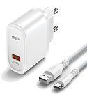 Yesido Fast Wall Charger 18W in White | شاحن حائط سريع يسيدو 18 وات باللون أبيض